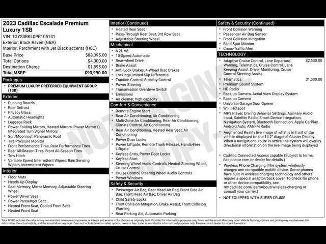 2023 Cadillac Escalade RWD Premium Luxury