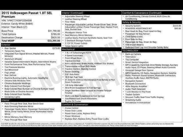 2015 Volkswagen Passat 1.8T SEL Premium